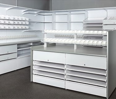 D25 Pharmacy shelving and storage